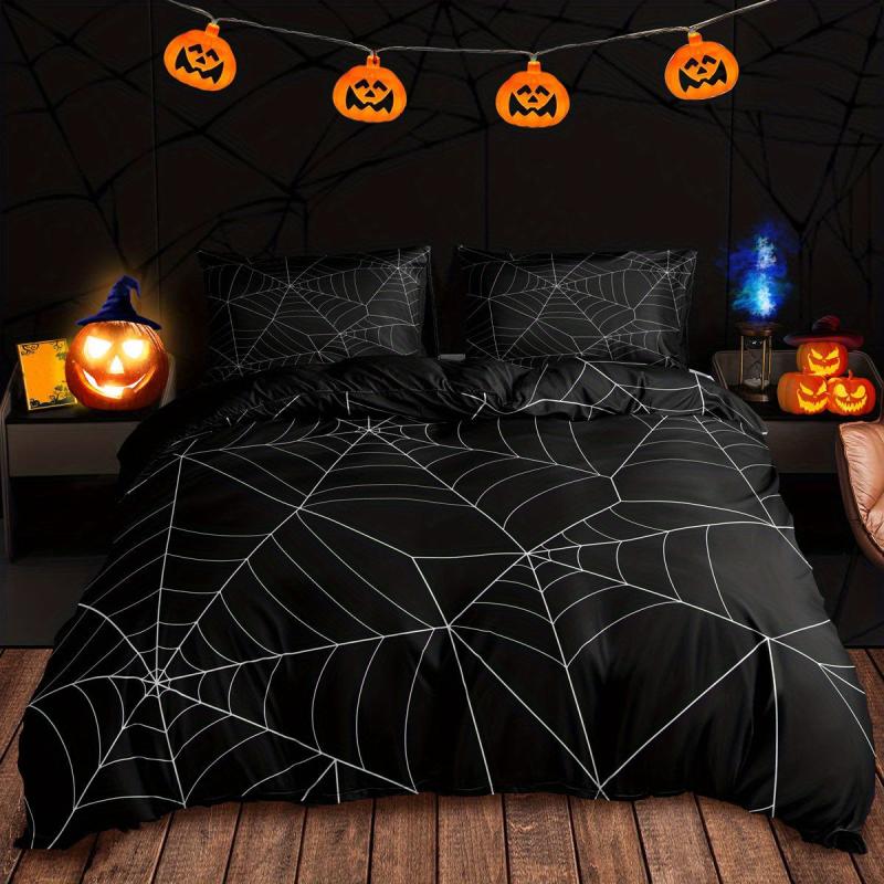 Halloween Spider Web Duvet Cover Set - 3pcs