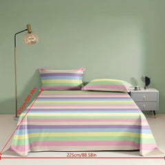 Rainbow Striped Flat Sheet Soft Bedding