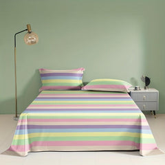 Rainbow Striped Flat Sheet Soft Bedding