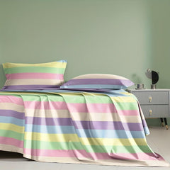 Rainbow Striped Flat Sheet Soft Bedding