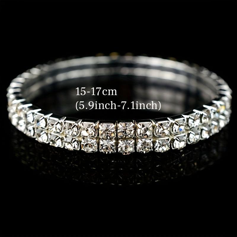 Elastic Rhinestone Bangle Bracelet for Women Girls