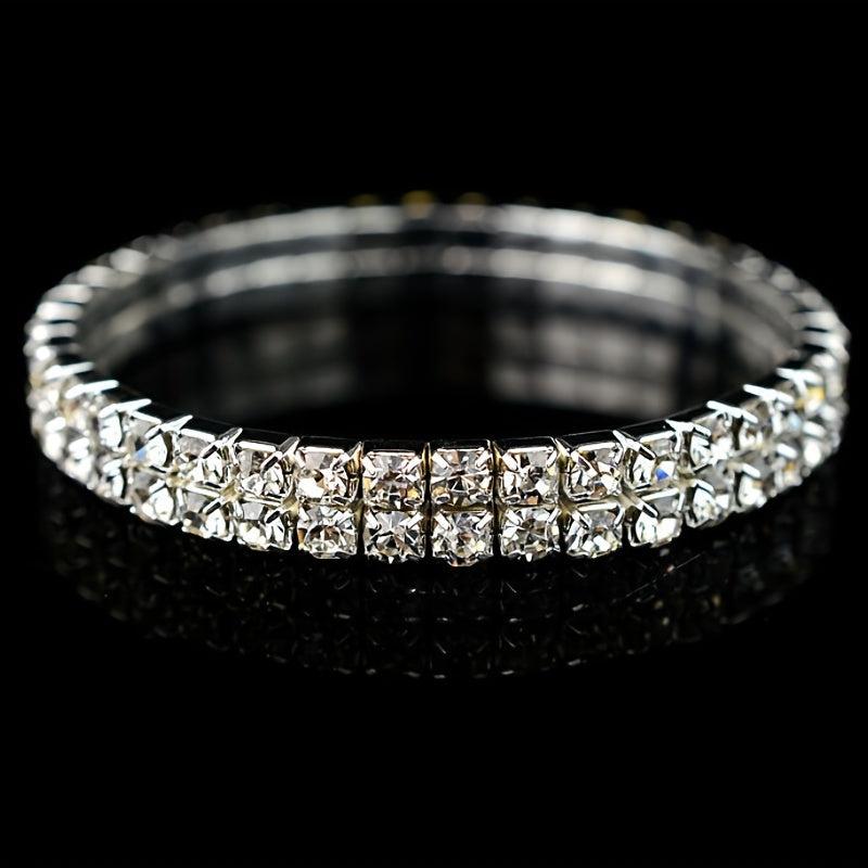 Elastic Rhinestone Bangle Bracelet for Women Girls