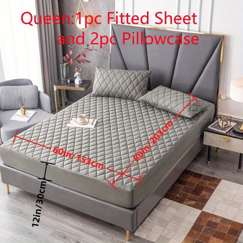 3pcs Waterproof Fitted Sheet Set Anti slip Mattress Protector Soft Comfortable