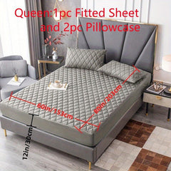 3pcs Waterproof Fitted Sheet Set Anti slip Mattress Protector Soft Comfortable