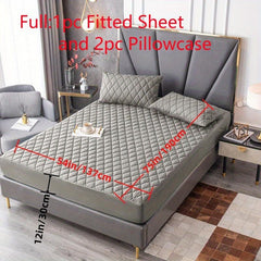 3pcs Waterproof Fitted Sheet Set Anti slip Mattress Protector Soft Comfortable