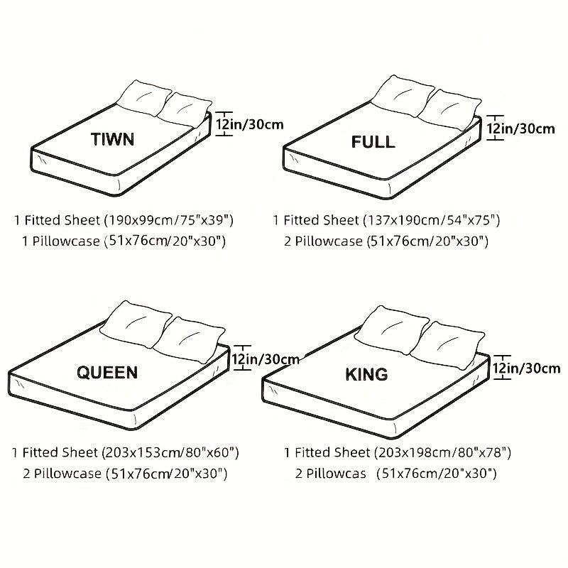 3pcs Waterproof Fitted Sheet Set Anti slip Mattress Protector Soft Comfortable