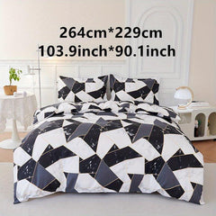 3pcs Colorblock Marble Print Bedding Set - Soft & Comfortable - Gift for Family