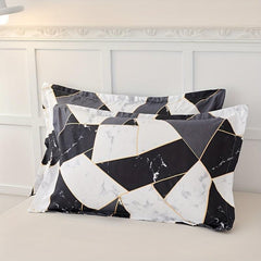3pcs Colorblock Marble Print Bedding Set - Soft & Comfortable - Gift for Family