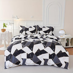 3pcs Colorblock Marble Print Bedding Set - Soft & Comfortable - Gift for Family