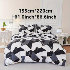 3pcs Colorblock Marble Print Bedding Set - Soft & Comfortable - Gift for Family