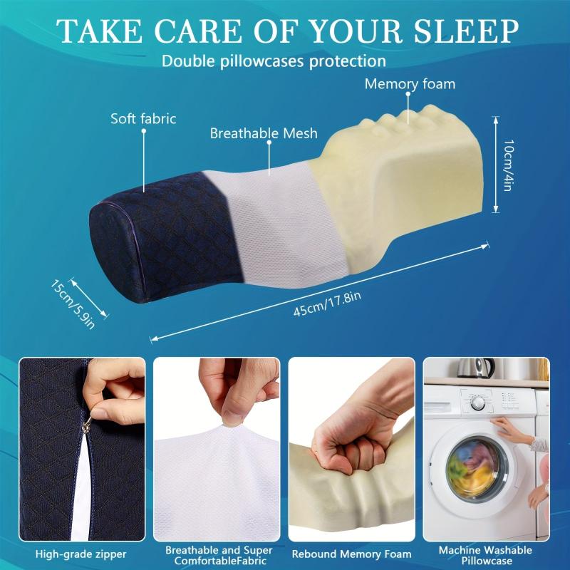 Ergonomic Cervical Neck Pillow Memory Foam Bolster Pillow