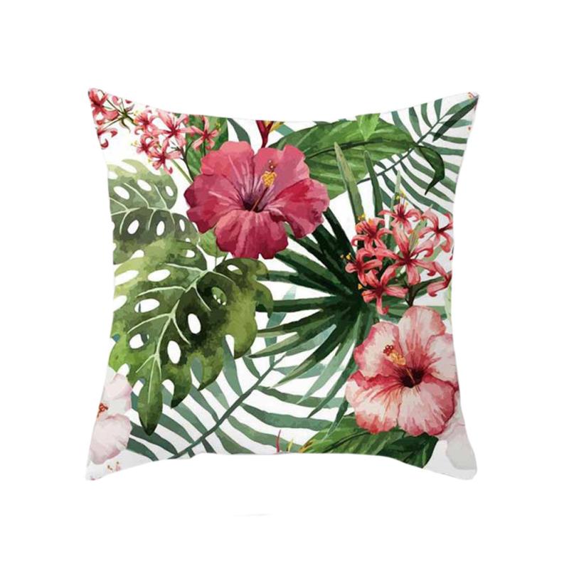 Green Plants Print Throw Pillow Case Flower Cushion Cover Home Decor