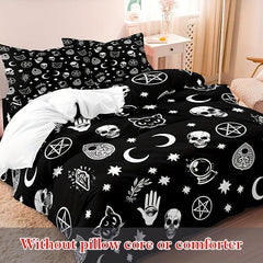 Skull Satan Cat Witchcraft Printed Duvet Cover Set