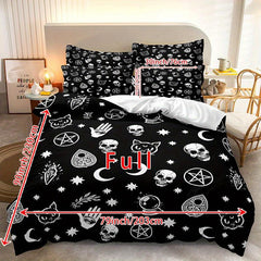 Skull Satan Cat Witchcraft Printed Duvet Cover Set