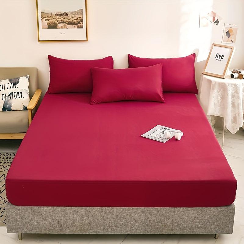3pc Solid Brushed Fitted Sheet Set Soft Breathable Bedding w/ Deep Pocket