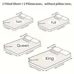 3pc Solid Brushed Fitted Sheet Set Soft Breathable Bedding w/ Deep Pocket
