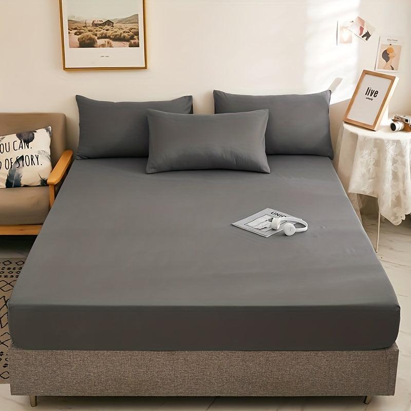 3pc Solid Brushed Fitted Sheet Set Soft Breathable Bedding w/ Deep Pocket