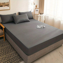 3pc Solid Brushed Fitted Sheet Set Soft Breathable Bedding w/ Deep Pocket