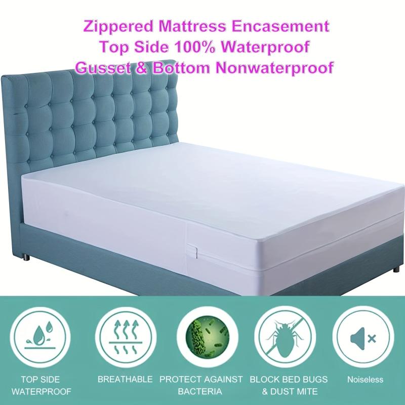 1pc Waterproof Mattress Protector Anti Bed Bug Anti Dust Cover Breathable Soft
