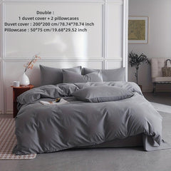 3pcs Dark Grey Microfiber Duvet Cover Modern Style Bedding Set
