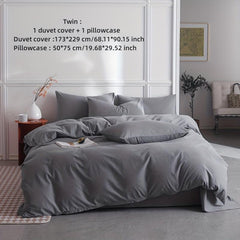 3pcs Dark Grey Microfiber Duvet Cover Modern Style Bedding Set