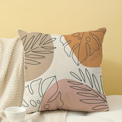 Apricot Leaf Square Cushion Cover Printed Pillowcase for Home Decor