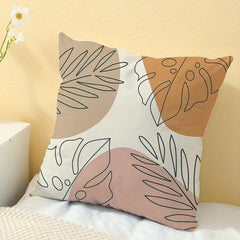 Apricot Leaf Square Cushion Cover Printed Pillowcase for Home Decor