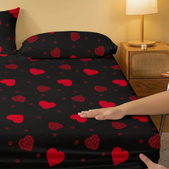 Love Print Fitted Sheet Soft Comfortable Bedding Fitted Sheet