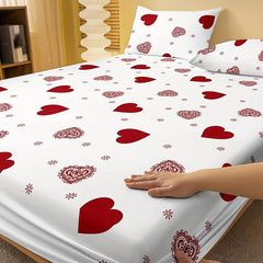 Love Print Fitted Sheet Soft Comfortable Bedding Fitted Sheet
