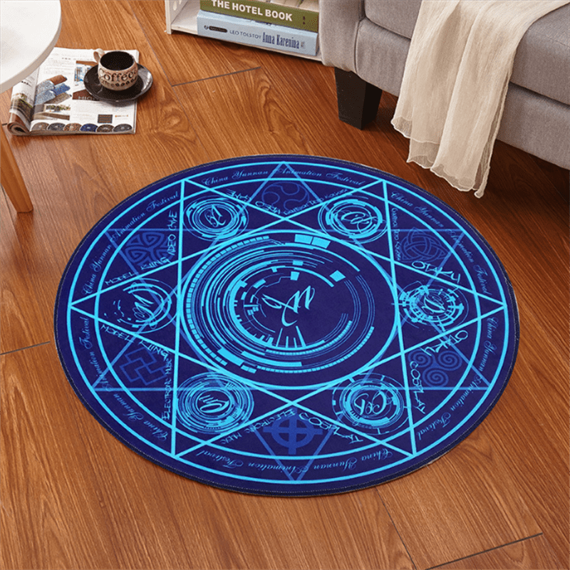 Anime Cloakroom Mat Absorbent Non Slip Soft for Chairs Fitness 23.62in Round