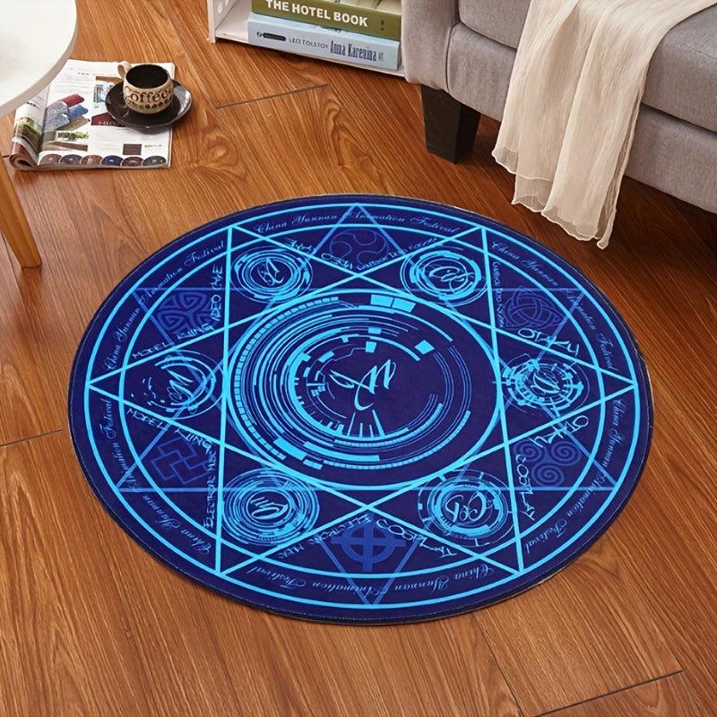 Anime Cloakroom Mat Absorbent Non Slip Soft for Chairs Fitness 23.62in Round