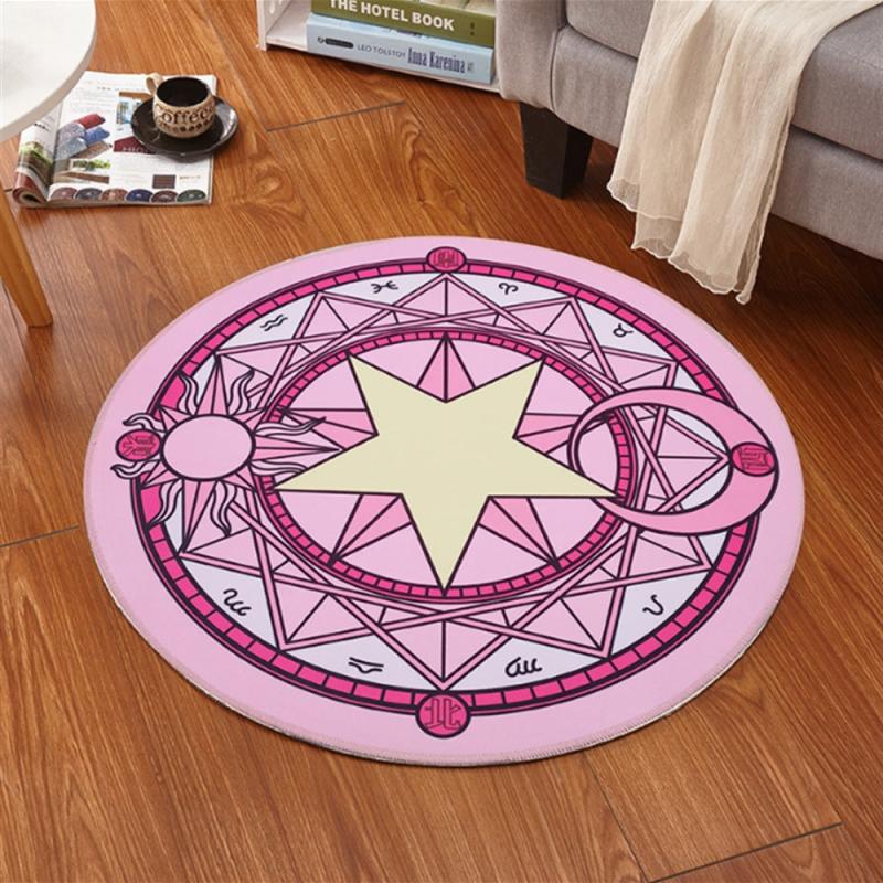 Anime Cloakroom Mat Absorbent Non Slip Soft for Chairs Fitness 23.62in Round