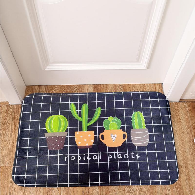 Cactus Pattern Floor Mat Soft Non-slip Bath Rug