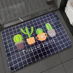 Cactus Pattern Floor Mat Soft Non-slip Bath Rug