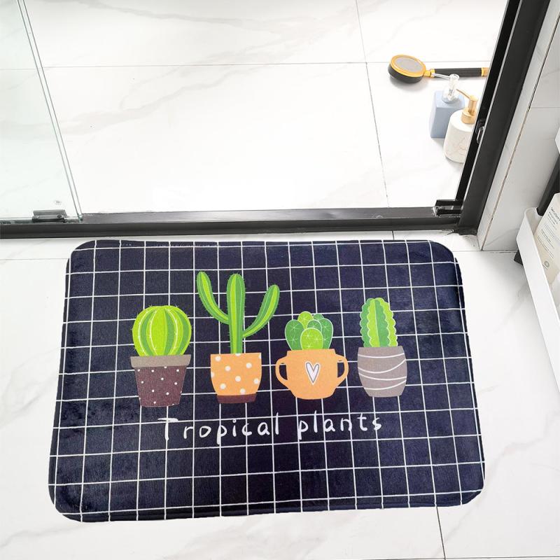 Cactus Pattern Floor Mat Soft Non-slip Bath Rug