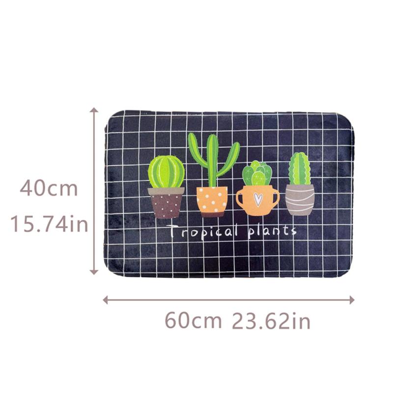 Cactus Pattern Floor Mat Soft Non-slip Bath Rug