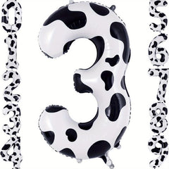 1pc Cow Print Number Balloons 40 Inch Big Cow Number Birthday Balloons