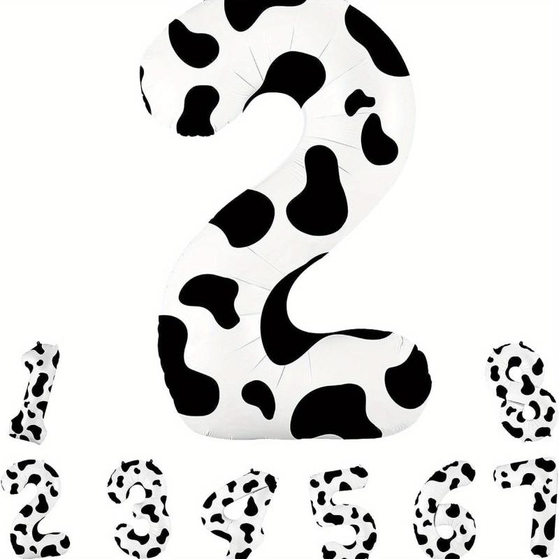 1pc Cow Print Number Balloons 40 Inch Big Cow Number Birthday Balloons