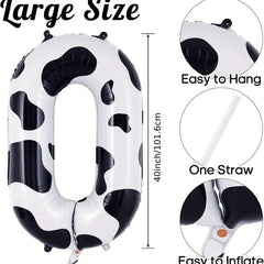 1pc Cow Print Number Balloons 40 Inch Big Cow Number Birthday Balloons