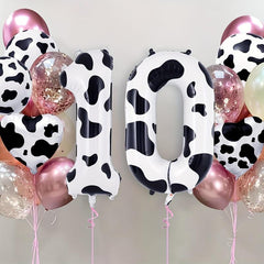 1pc Cow Print Number Balloons 40 Inch Big Cow Number Birthday Balloons