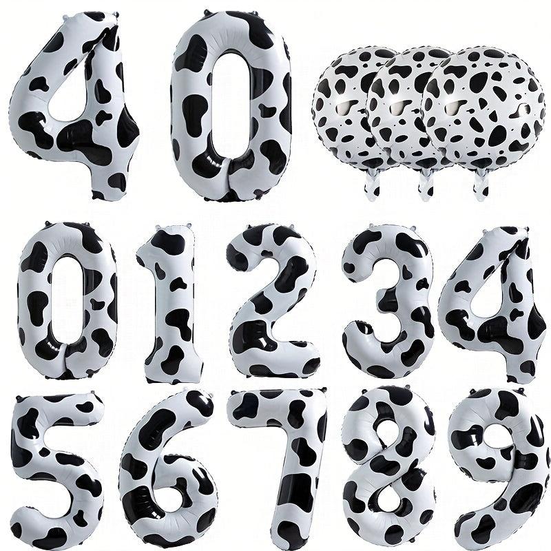 1pc Cow Print Number Balloons 40 Inch Big Cow Number Birthday Balloons