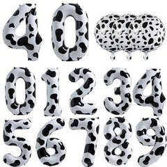 1pc Cow Print Number Balloons 40 Inch Big Cow Number Birthday Balloons