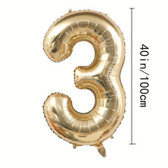 Golden Number Helium Balloons for Birthday Party Decorations