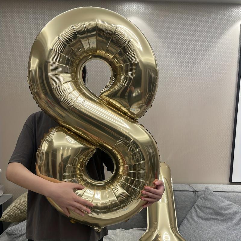 Golden Number Helium Balloons for Birthday Party Decorations