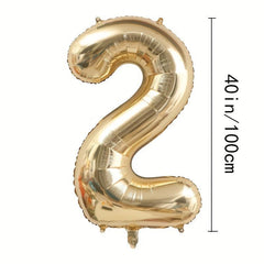 Golden Number Helium Balloons for Birthday Party Decorations