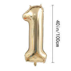 Golden Number Helium Balloons for Birthday Party Decorations