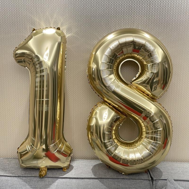 Golden Number Helium Balloons for Birthday Party Decorations