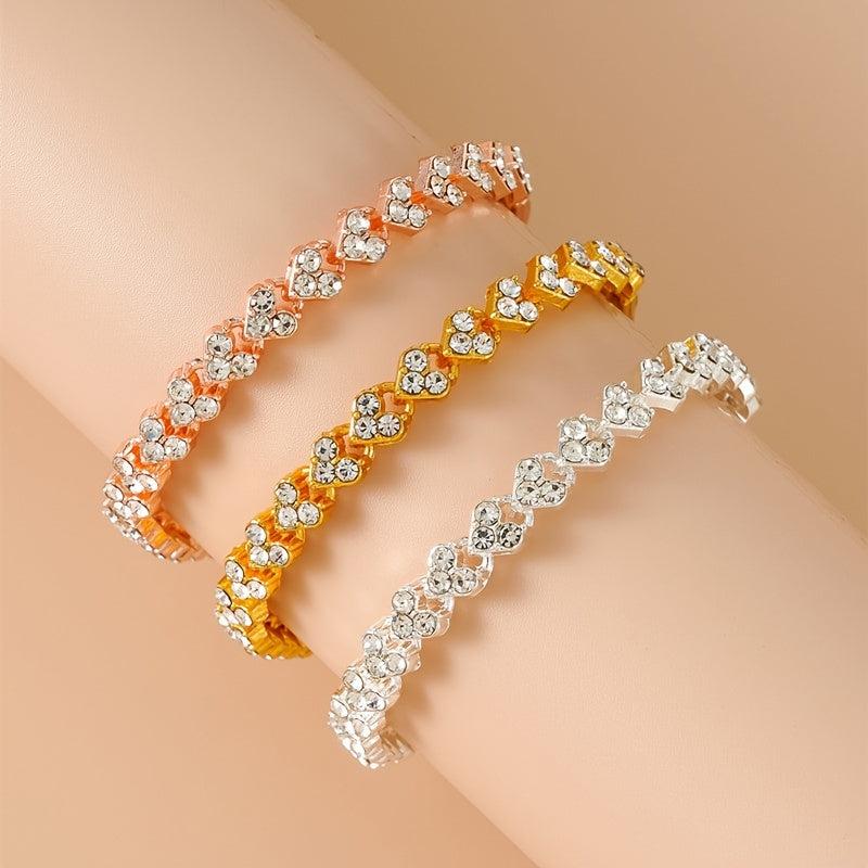 Heart Rhinestone Love Bracelet Women Girls Jewelry