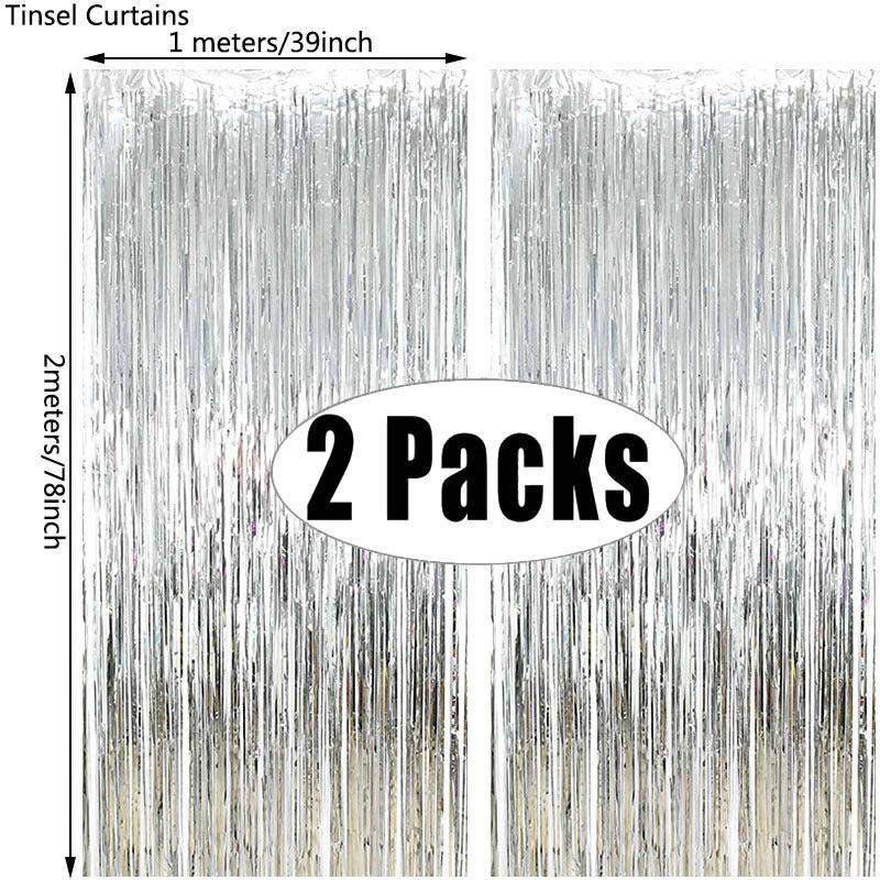 2pcs Metallic Foil Fringe Tinsel Curtain Party Wedding Baby Shower Adult Kids