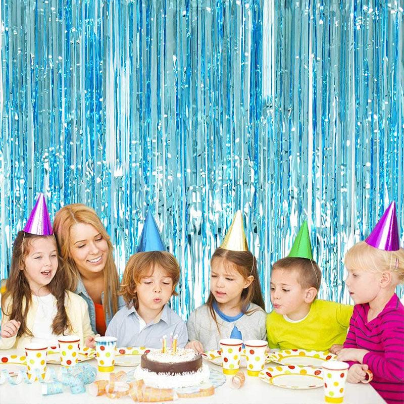 2pcs Metallic Foil Fringe Tinsel Curtain Party Wedding Baby Shower Adult Kids